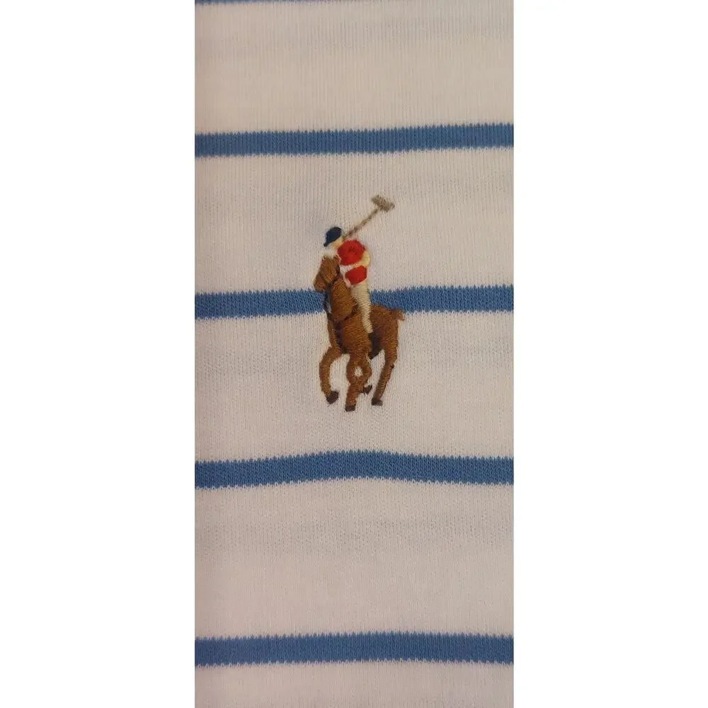 Ralph Lauren Polo Classic Fit Shirt Men’s XL White Blue Stripe Short Sleeve